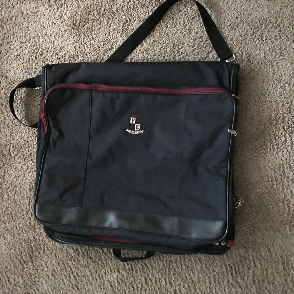 Perry Ellis Navy Burgundy Trim Garment Bag